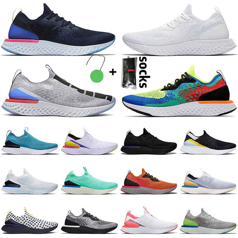 

Top Quality Trainers Breathable Tennis Epic React Fly Knit Men Women Running Shoes ALL White Grey Volt Cookies Cream Sport Sneakers 36-45, 1 black white yellow 36-45