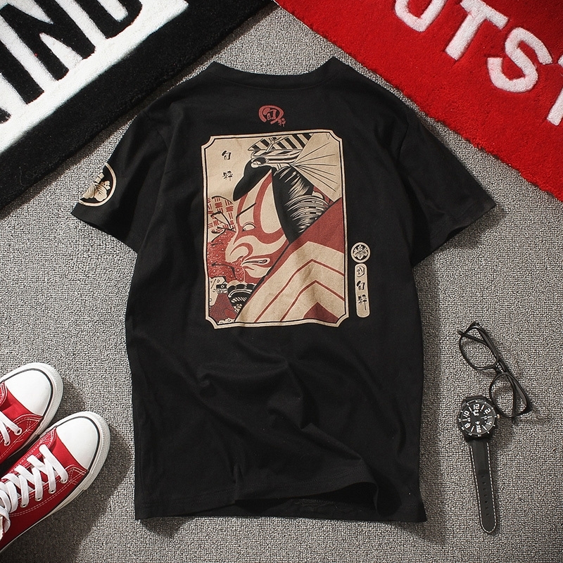 

2021 New t Shirt Harajuku Short Men's Retro Japanese Fashion Streetwear Senior Male Summer Plus Size 4xl 5xl D6tr MAZS, Black