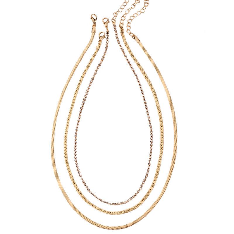 

2021 Ins New Gold Snake Chain Multi-layers Minimalist Minimalism Choker Necklaces Korean Fashion Women Party Jewelry