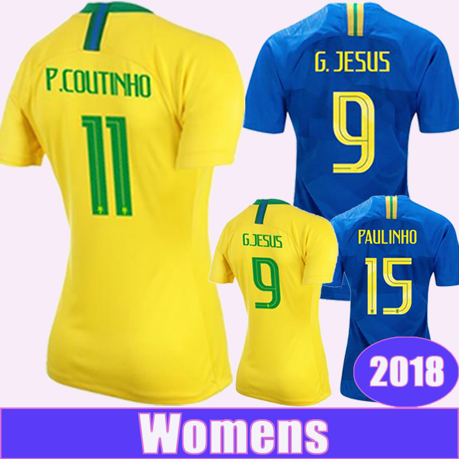 

2018 World Cup Women Soccer Jerseys National Team G.JESUS PAULINHO P.COUTINHO D.COSTA WILLIAN Home Away Football Shirts Uniforms, Nv3665 2018 away no patch