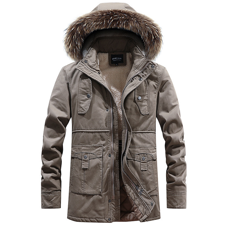 

2021 New Winter Men's Warm Parkas Thick Fleece Cotton Coat Long Male Jackets Hooded Coats Mens Brand Clothing R82h, Army green