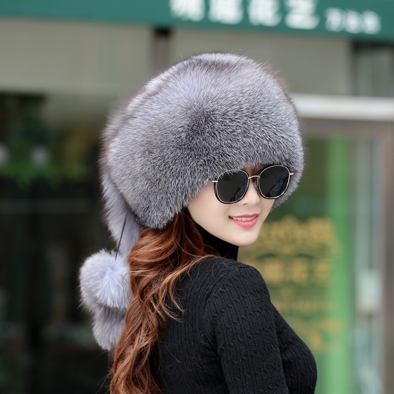 

Fox skin new fur children winter in the open hot air national wind princess hat