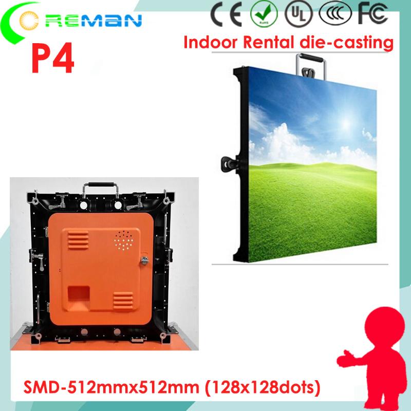 

Hot selling product slim thin led screen panel p4 ph4 smd2121 , alloy die casting led screen cabinet cheap price p4 512*512mm