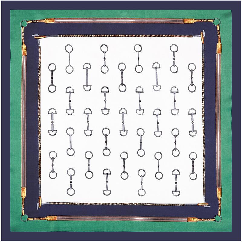 

Scarves 60cm Metal Buckle Red Green Light Pink Gray Blue Print Silk Scarf Women Shawl Square Kerchief