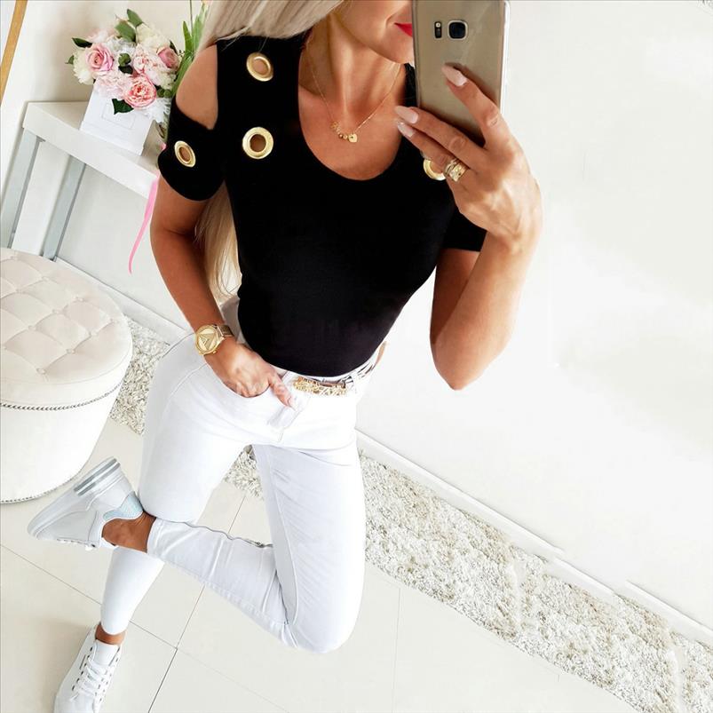 Printemps élégant maille mince chemise en métal bille décoration creusée sexy club bodycon top femme été casual bleu blouse blouse