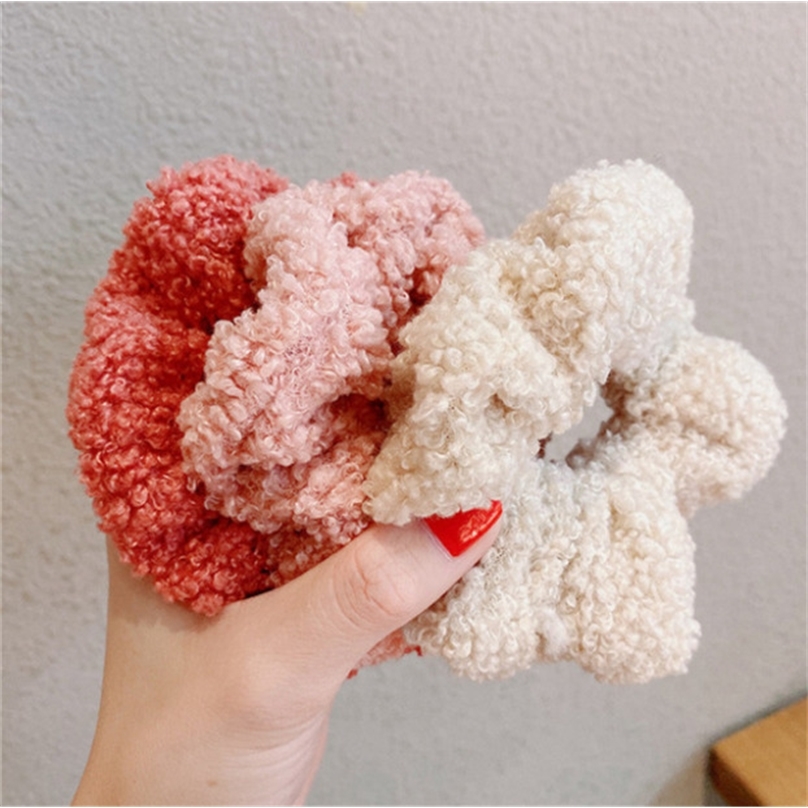 

Autumn And Winter Lambs Hair Band Female Lovely Plush Hair Ring Elastic Hair Rope Women Girls Scrunchies Ponytail Holder Accessories LY2201, Blue