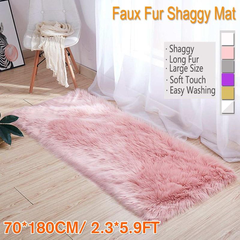 

70x180cm Carpet for Living Room Fluffy Rug Thick Bed Room Carpets Anti-slip Floor Gray Soft Rugs Tie Dyeing Velvet Kids Mat, Pink