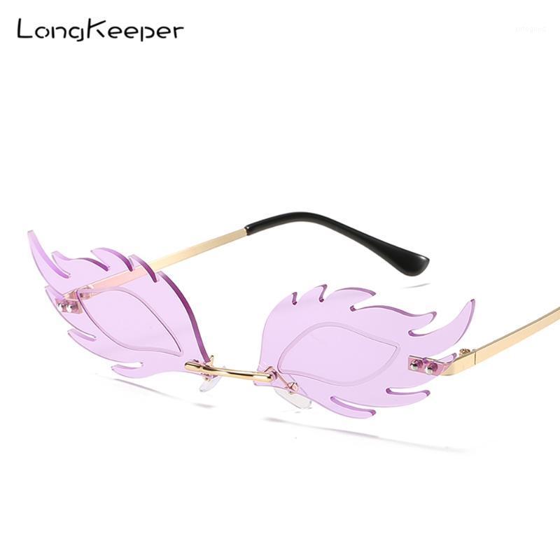 

Sunglasses Vintage Rimless Cat Eye Women Men 2021 Fashion Fire Flame Sun Glasses Designer Punk Shades1