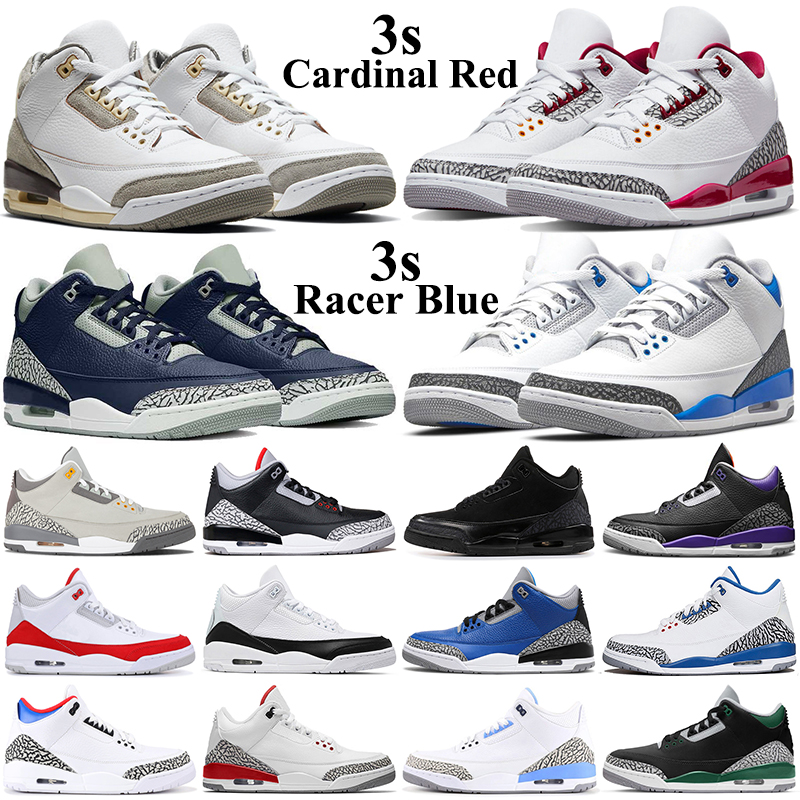 

men basketball shoes 3s Neapolitan Cardinal Red Black Cat Cool Grey Racer Blue Pure White UNC Court Purple Pine Green 3 outdoor mens sports trainers sneakers, 3s katrina