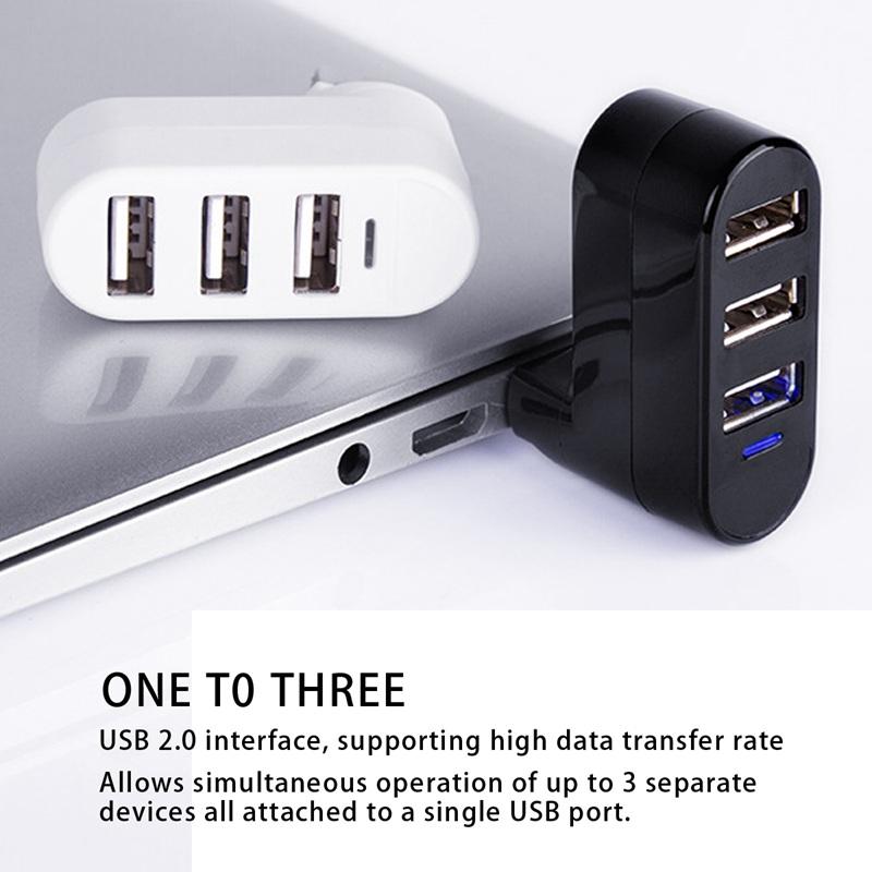 

High Quality For Laptop For PC Hub USB Rotate Splitter Mini Adapter 3 Ports white