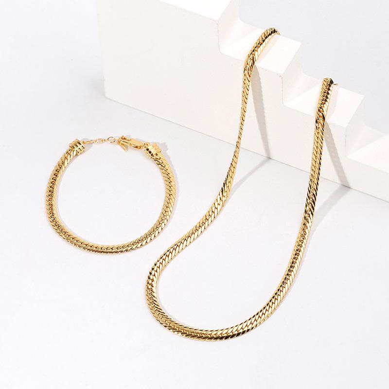 

Chokers High Quality Unisex Snake Chain Gold Plated Necklace And Bracelet