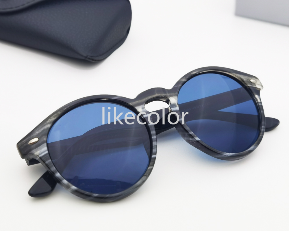 

High quality striped round sunglasses steampunk designer glasses for men and women Plank frame UV400 protection With Original Case Oculos De Sol