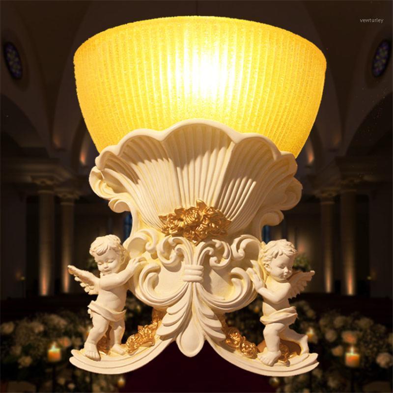 

Angel Baby Resin Wall Lamps European Balcony Bedroom Bedside Lamp Aisle Living Room Decorative Wall Sconces Lights Fixtures1