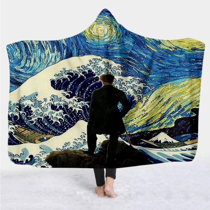 

Japanese Famous Paintings The Great Wave Blanket Hooded Blanket 3D full print Wearable Adults men women style-71