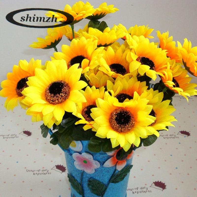 

SHIMZH Artificial Sunflower Arrangement 4Pcs/Lot Artificial Silk Sunflower Bouquet Bride Decorative Fake Sunflowers Decorations, Show as picture