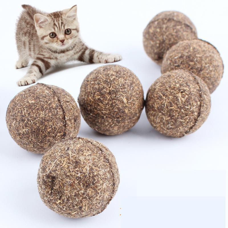 

Pet Cat Natural Catnip Treat Ball Favor Home Chasing Toys Healthy Safe Edible Treating