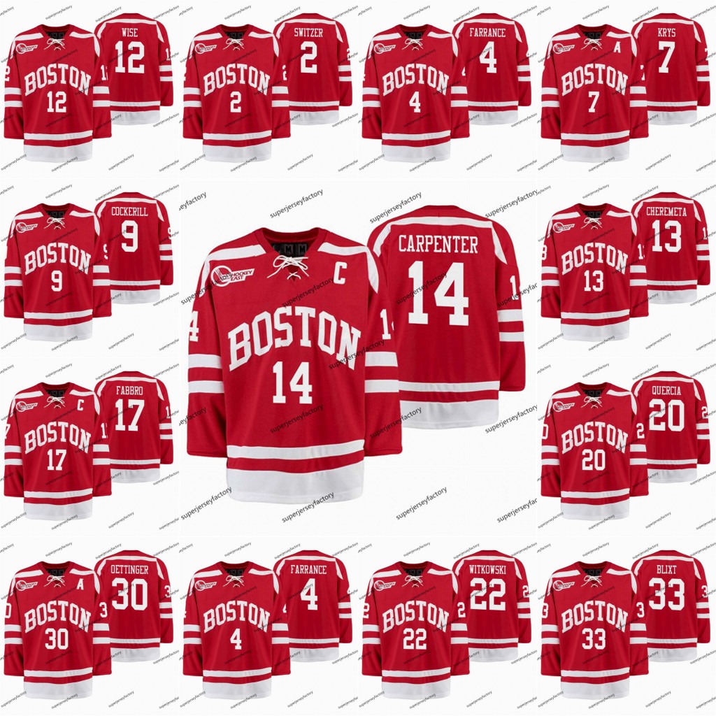 

Hockey Jerseys Boston University Terriers Scarlet Hockey Tournament Jersey 14 Bobo Carpenter 7 Chad Krys 17 Dante Fabbro 30 Jake Oettinger Cam Crotty, 1 nico lynch