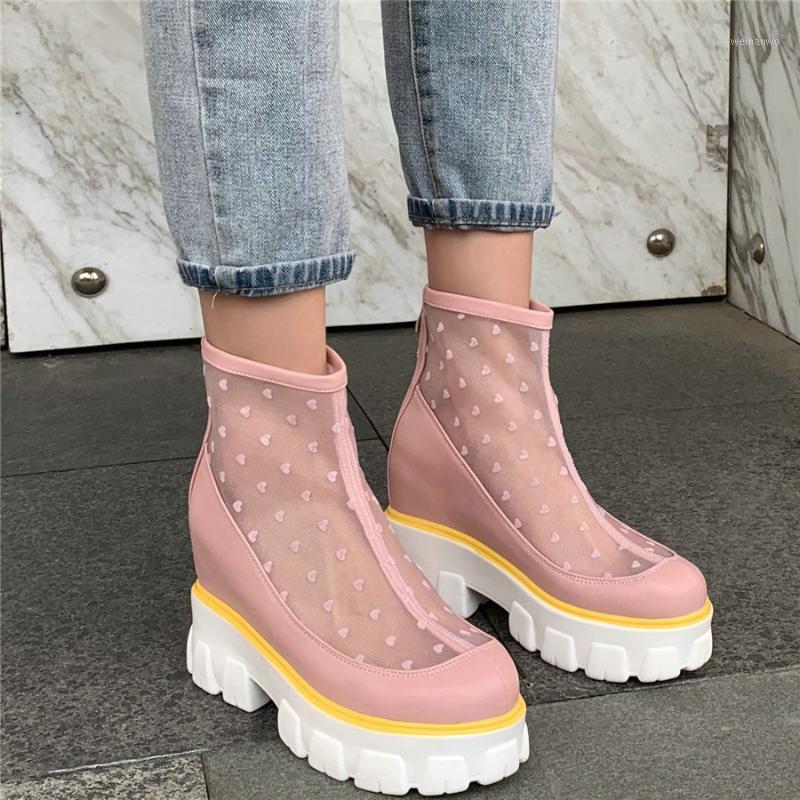

Breathable Lace Sandals Women Hidden Wedges High Heel Ankle Boots Female Round Toe Fashion Sneakers Summer Platform Pumps Shoes1, Beige