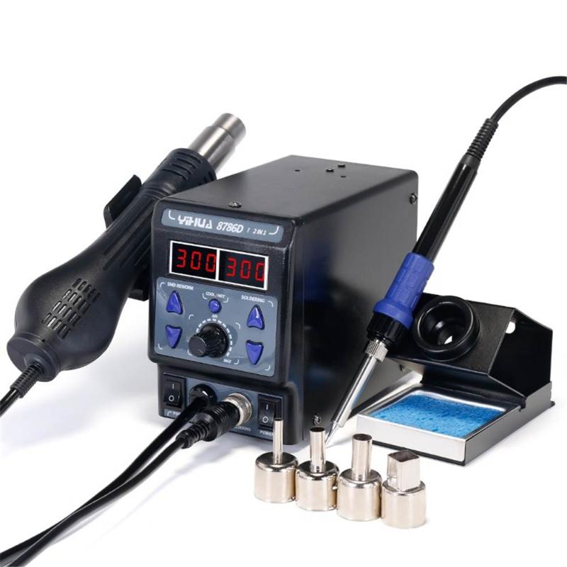 

220V/110V Upgrade 8786D I Rework Station Digital Display Iron SMD Heat Hot Air Soldering Station Welding EU/US Plug