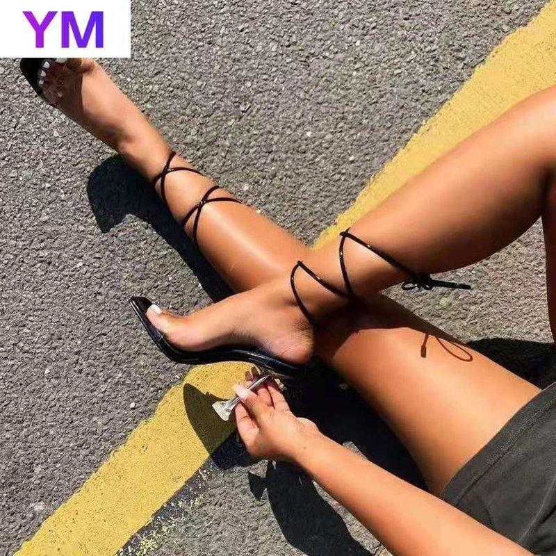 

Transparent Ankle Cross Strap High Heels Shoes Women Sandals Peep Toe Sexy Summer PVC Party Female Ladies Shoes Woman Sandalias1, Black