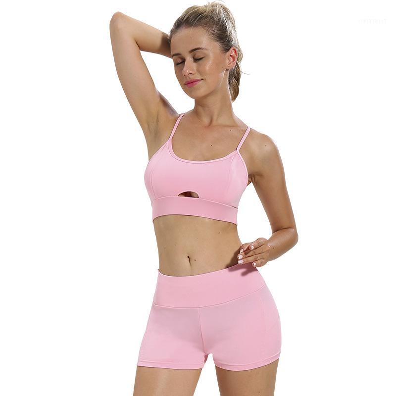 

two 2 piece set elegant fitness leggings yoga pants seamless leggins bra sports wear for women exercise gym clothing1, Pink