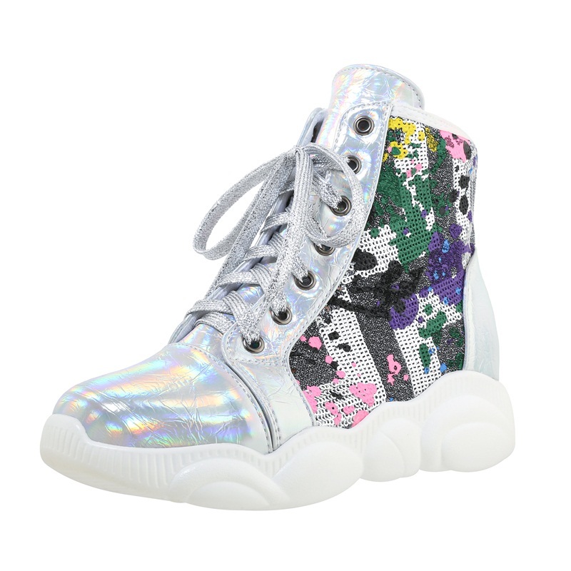 

2021 Mark Hot Snowboots Ankle Woman Shoes Thick Heels High Quality Party Boots 43 Oq57, Silver