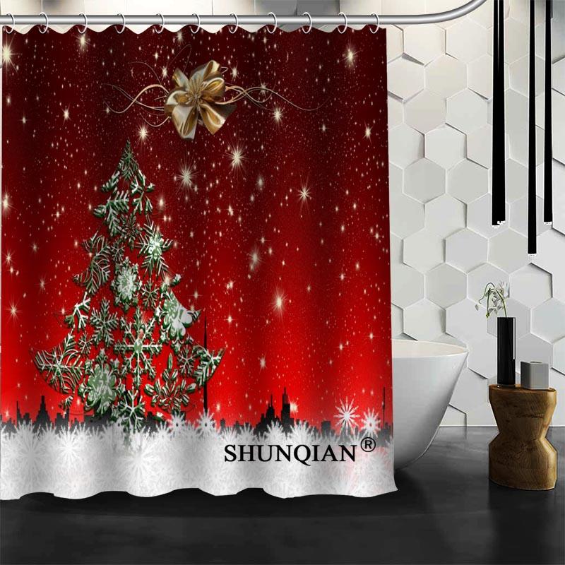 

Christmas Tree Shower Curtain High Quality Bath screens Modern Polyester Fabric Customized bath curtain
