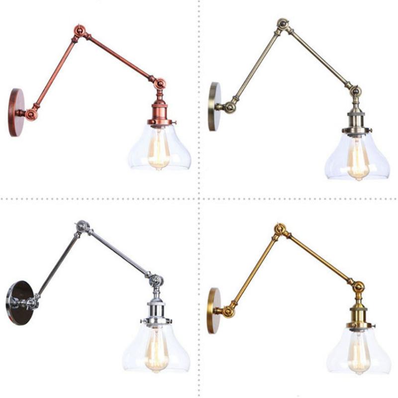 

Iron Glass Wall Light Fixture Swing Arm Wall Lamp Industrial Retro Rustic Loft Antique Lamp Edison Art Decor Sconce