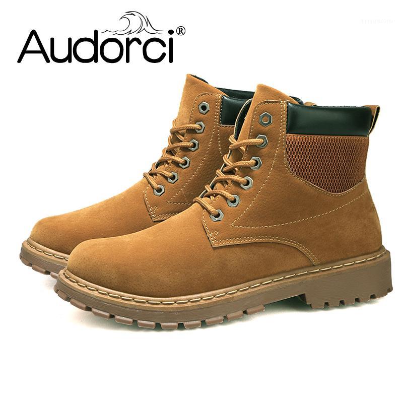 

Audorci 2020 Autumn Men's PU Leather Ankle Boots Fashion Man Casual Boots Male Outdoor Breathable Work Shoes Size 38-441, Yellow