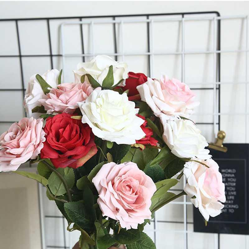 

1 branch Artificial Flower DIY Silk Rose Fake Flower Valentine's day Gift Wedding Home Decoration1