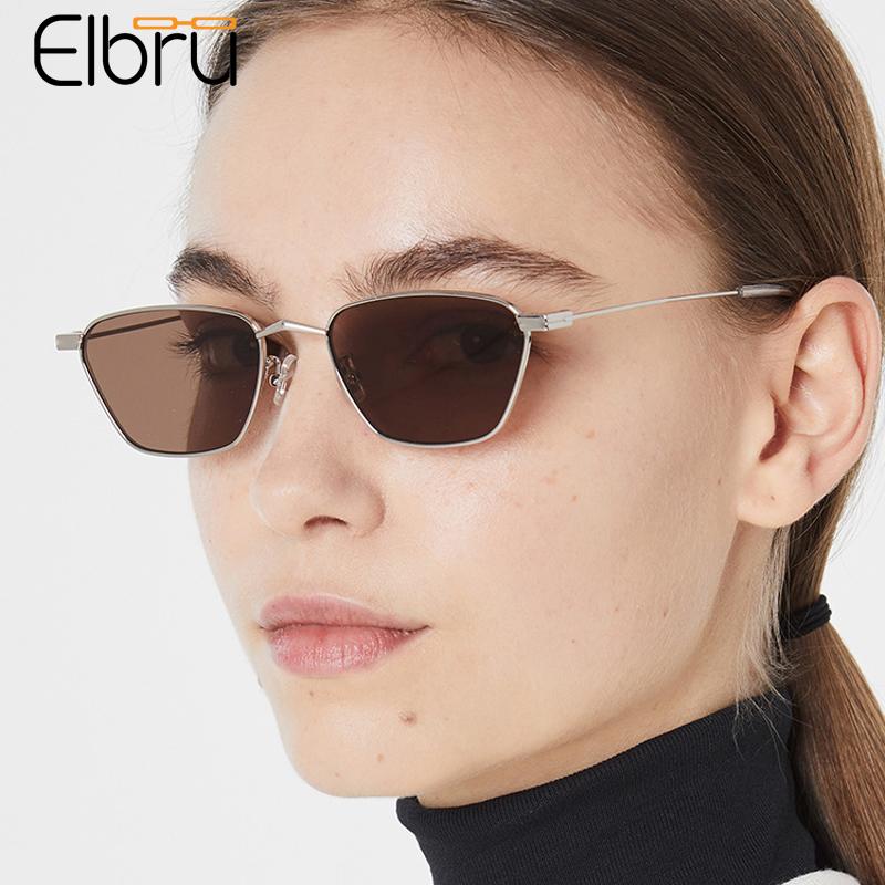 

Elbru Retro Square Sunglasses Women Brand Designer Sun Glasses Cat Eye Lady Metal Frame Ocean Color Lens Sunshades Unisex Shades