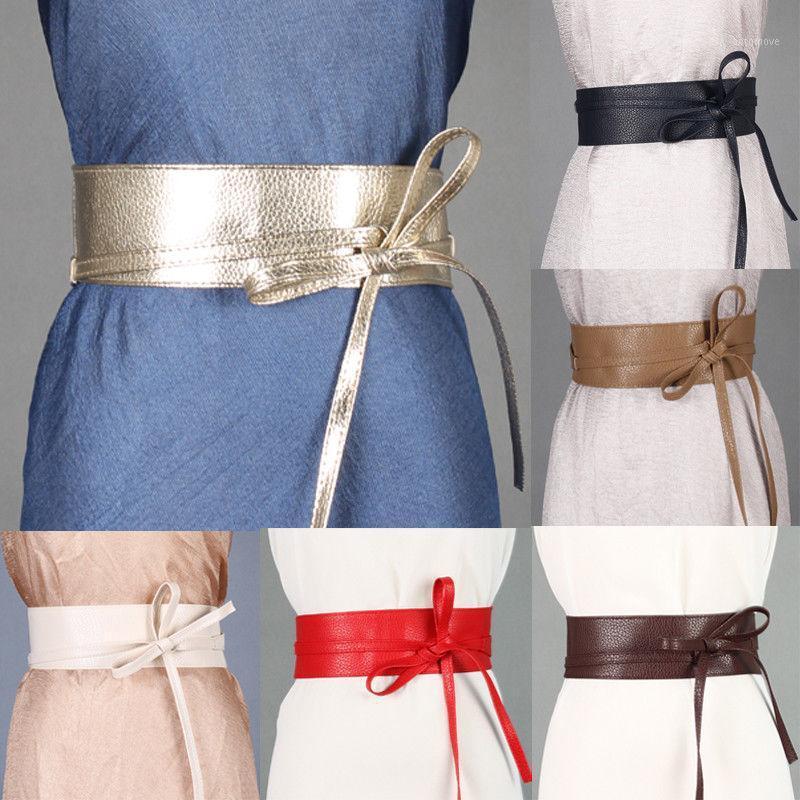 

Hot Fashion Womens Soft PU Leather Self Tie Bow Wrap Around Waist Band Cinch Boho Belt1, Red