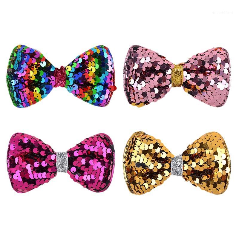 

3.5 Inch Sequins Scales Hair Bows Kids Hair Pins Clips for Women Girls Handmade Accessories1, Photo color