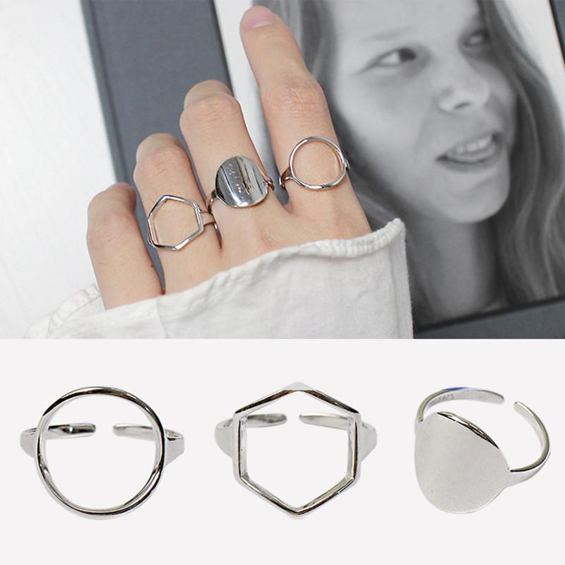 

New Fashion Gothic Circle Hexagon Rings For Women Men Lover Wedding Rings Fashion Jewelry Ladies Accessories