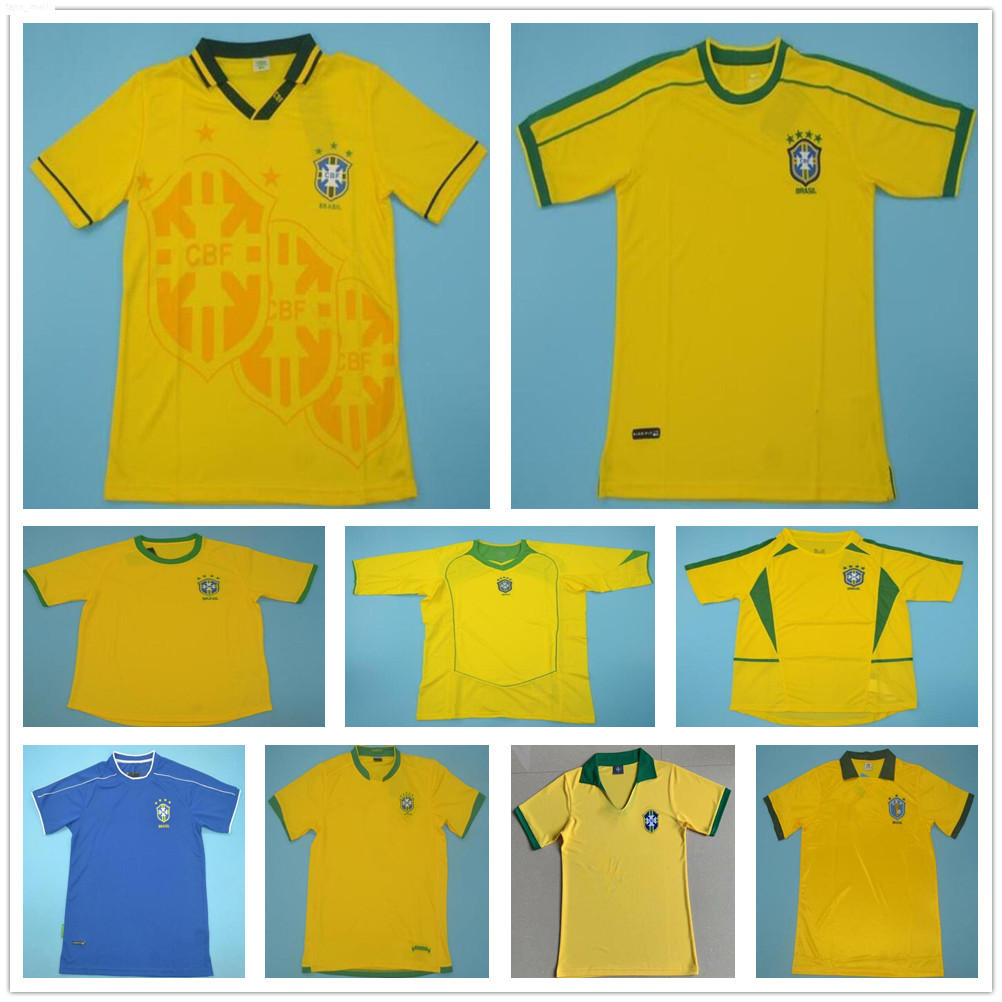 

1957 1970 1988 1994 1998 2000 2002 2004 2006 Retro Brasil Soccer Jerseys Rivaldo Romario Ronaldo Ronaldinho Vintage Classic Football Kit