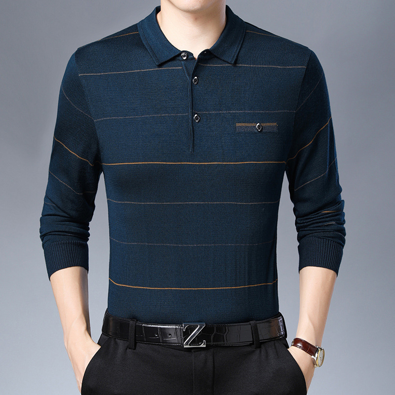 

2021 Long-sleeve Late-aged Dad's Lapel Shirt Autumn Thin Male Middle-aged Tops Wear Sweaters You Wipe O5a5, Red