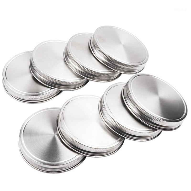

8 Pcs Stainless Steel Jar Lids 86Mm Sealed Leak Proof Cover With Silicone Seals Resistant Storage Solid Caps Wide Mouth Lid1