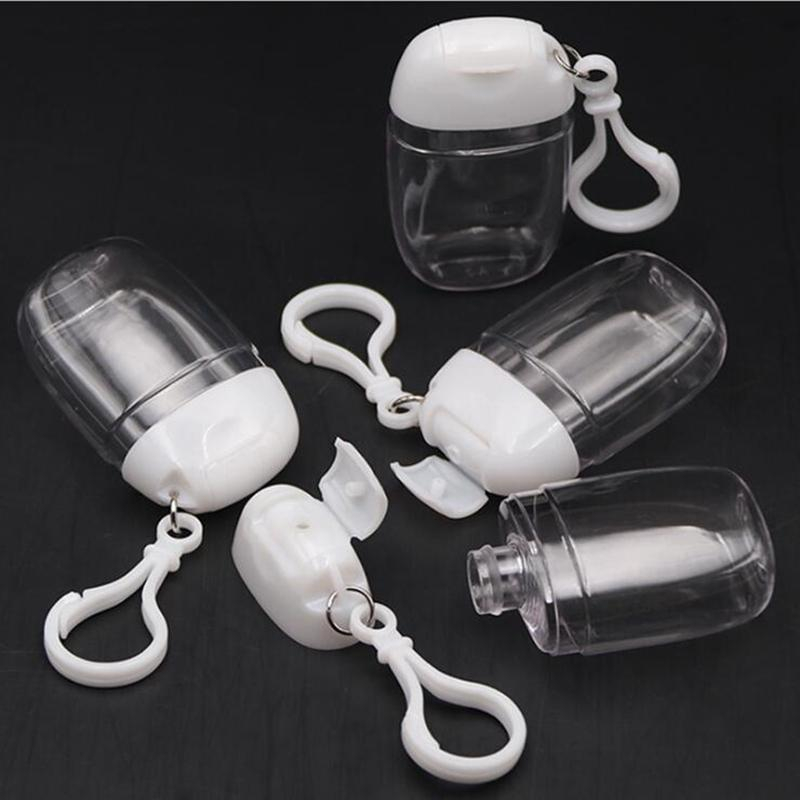 

30ML Hand Sanitizer Bottle With Key Ring Hook Clear Transparent Plastic Refillable Containers Travel Bottle Patry Favor Fast Shipping