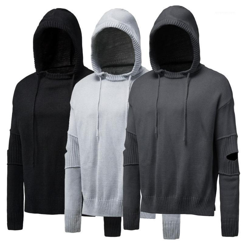 

New Fashion Men Knitted Sweater Autumn Clothing Solid Plus Size Pullover Hoodies1, Black