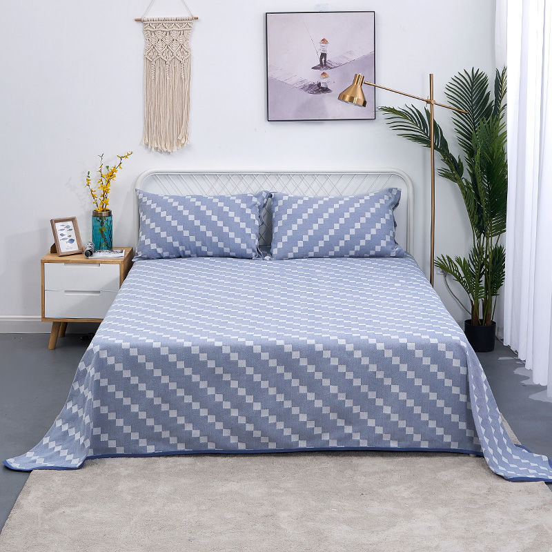 

Bedclothes Diagonal Square pattern All-season Bed sheets Chinese Style Series full Queen Blue, The diagonal square