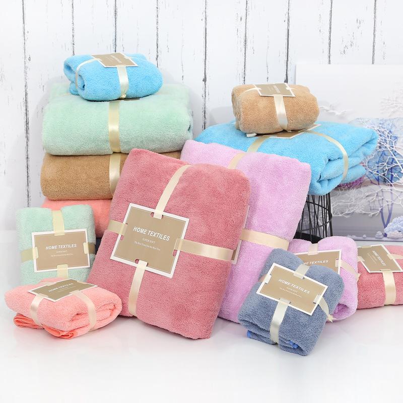 

High-density coral fleece bath towel microfiber absorbent bath towel, Green