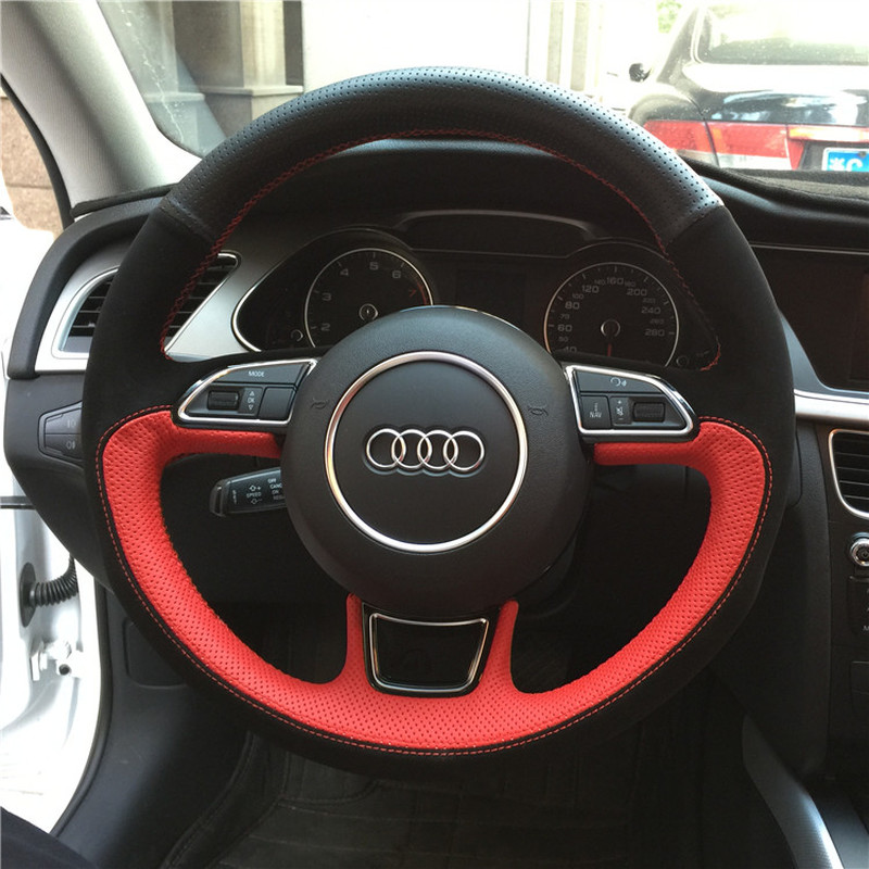 

For Audi A4L A1 A3 A5 A6L Q3 Q5 Q7 S3 S5 TT DIY custom leather suede hand-sewn steering wheel cover car interior accessories