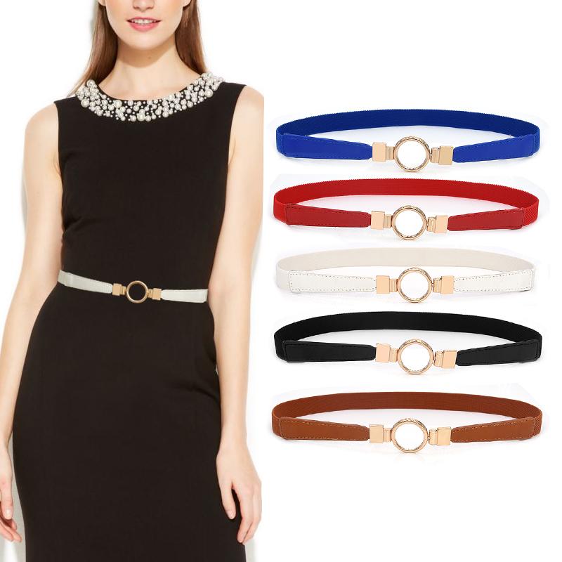 

Belts Female Fashion Belt Waist Elastic Band Golden O-Ring Buckle Clothing Sweater Coat Decoration For Women Girl Girdle Gift, White