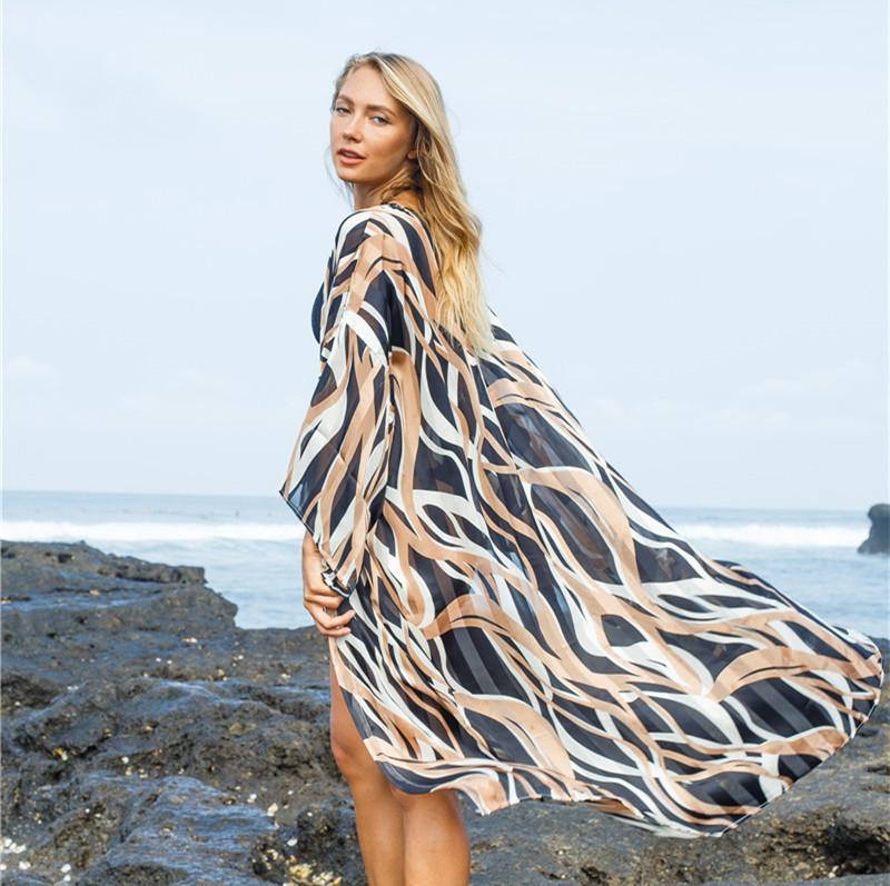 

Boho Bohemian Print Summer Beach Wear Long Kimono Women Swimsuit Cover Up Plus Size Bikini Coverup Sarong Plage1