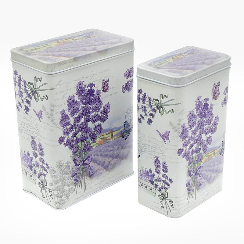 

Lavender pattern iron box iron box square biscuit coffee can candy