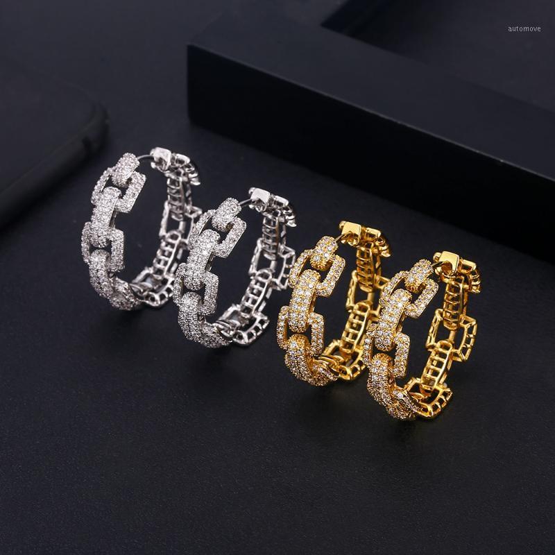 

janeklly trendy Geometric bambo Hoop Earrings For Women Accessories Full Cubic Zirconia Earrings Jewelry pendientes mujer moda1