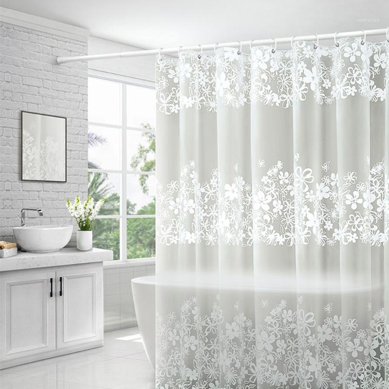 

1Pc Modern Bathroom Shower Curtain Set Extra Long PEVA with Hooks White 2 Sizes1
