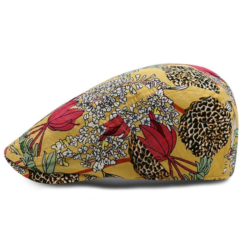 

Women Floral Pineapple Print Beret Flat Cap Sunscreen Visor Newsboy Peaked Hat X7XC