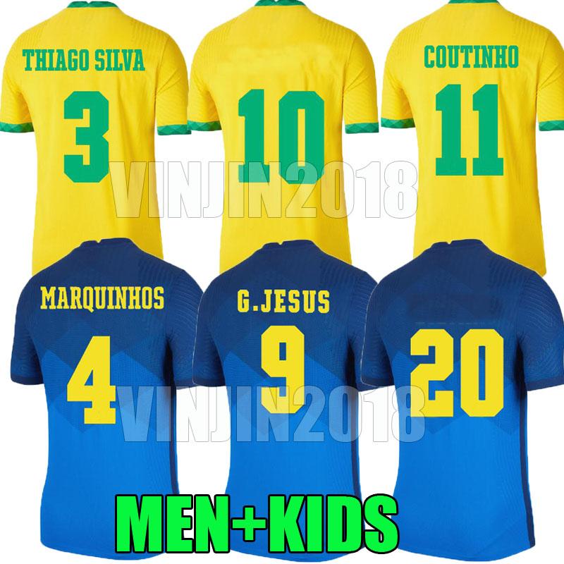 

MARQUINHOS SILVA soccer jersey camiseta de futebol copa amerİca 2020 2021 G.JESUS COUTINHO 20 21 brasil men kids kit football shirt, Away