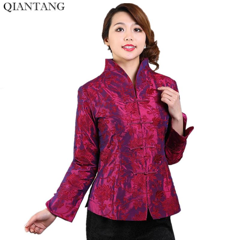 

High Quality Purple Hot Satin Jacket Traditional Chinese Embroidery Coat Mujer Chaqueta Size  M L XL XXL XXXL Mny10B, Black